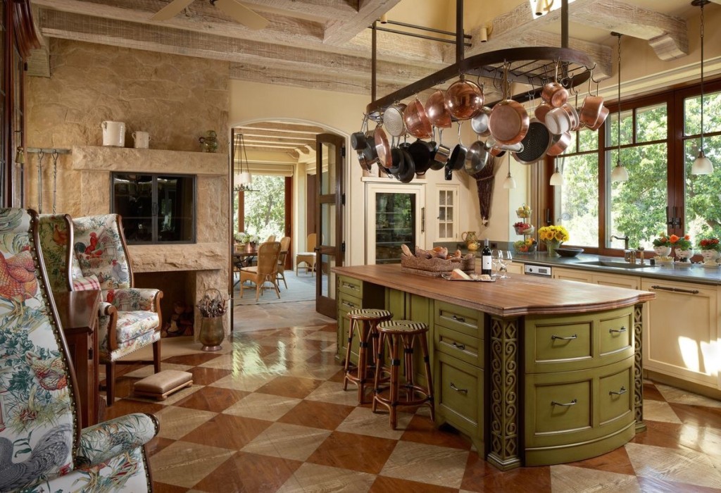 kitchen with painted floors